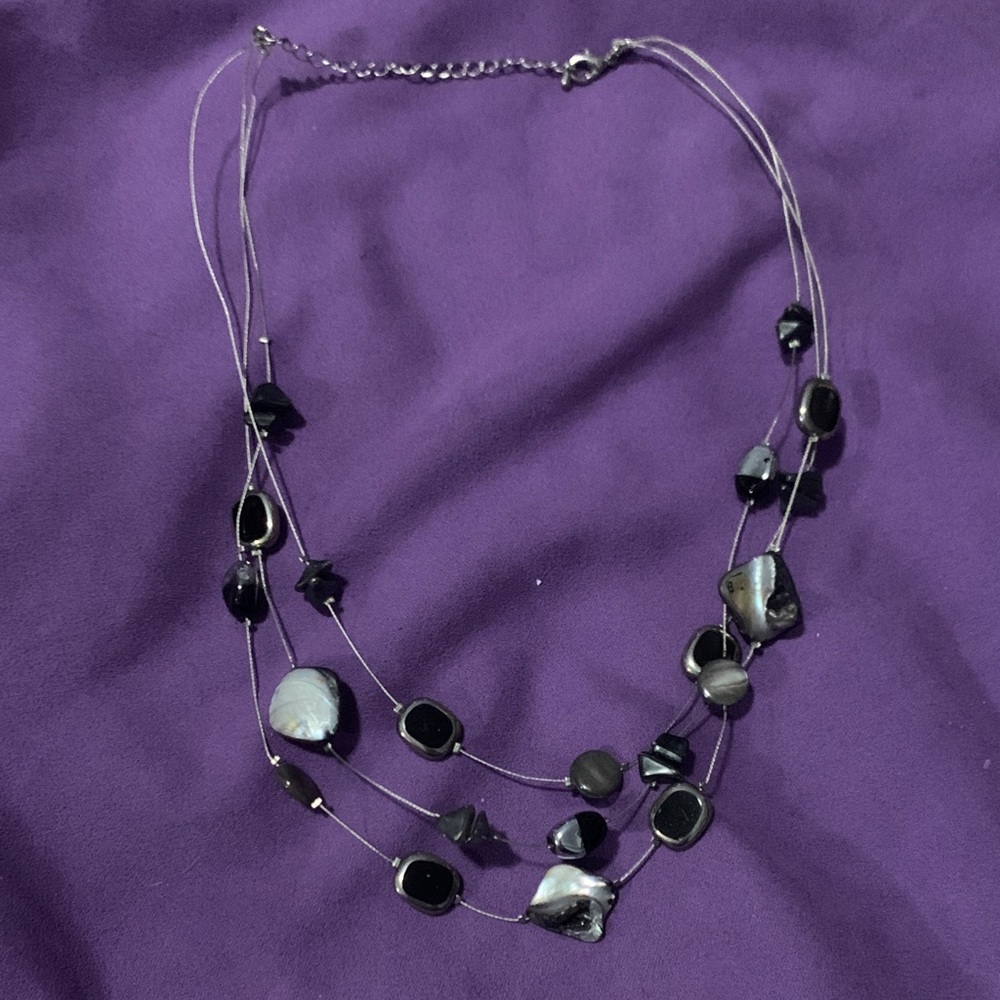 Elegant Black Multi-Strand Pearl Necklace